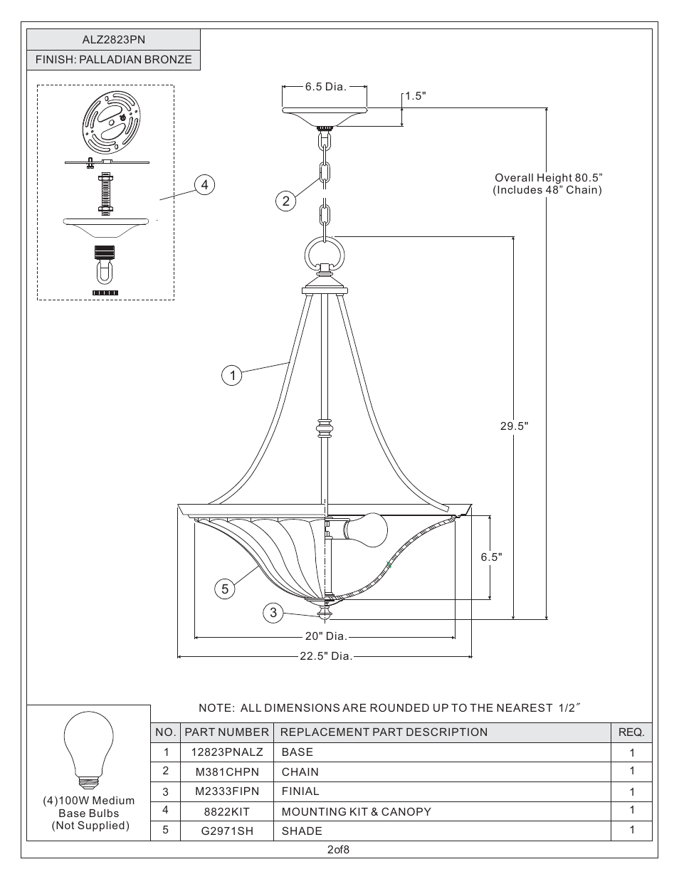 Quoizel ALZ2823PN User Manual | Page 2 / 8