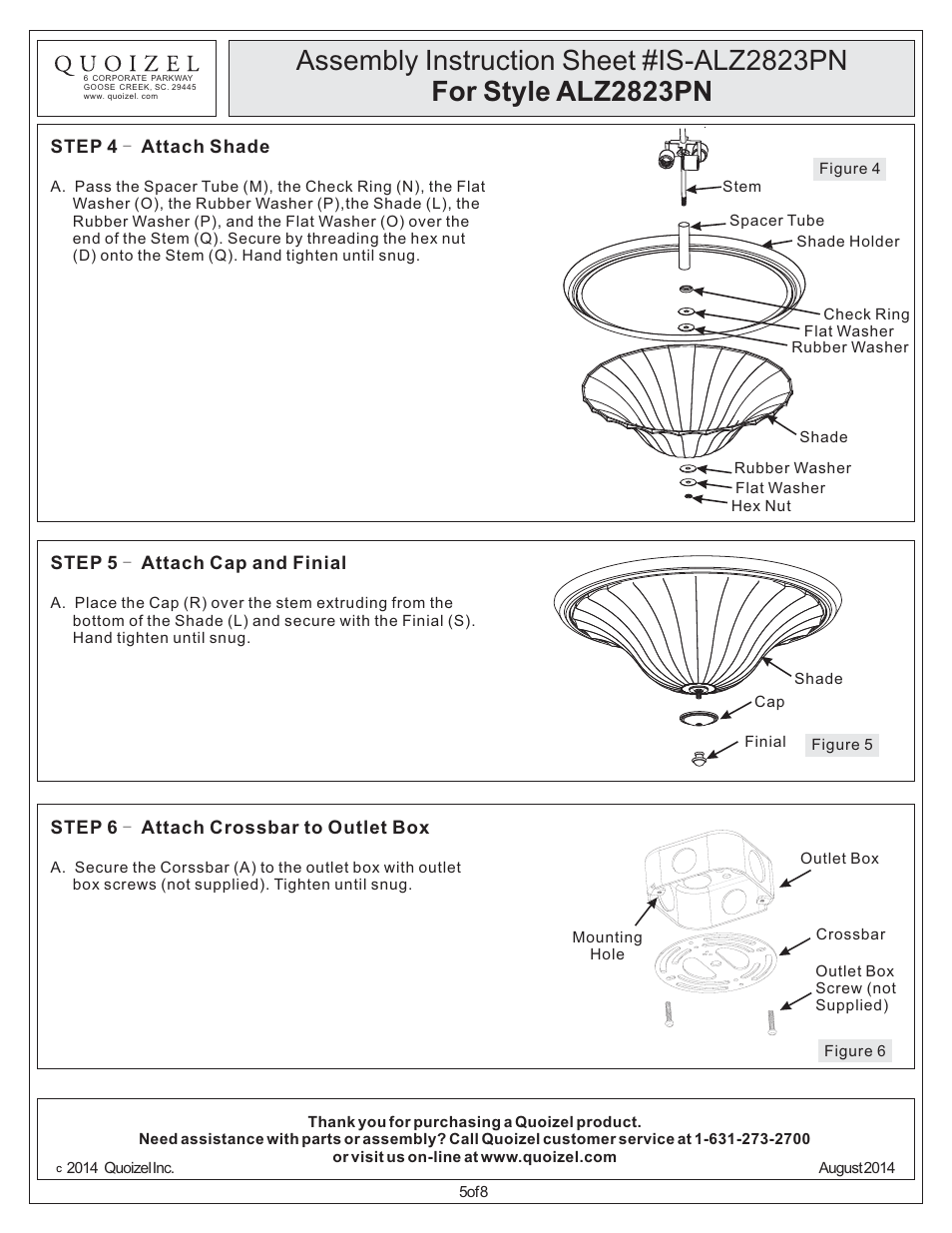 Quoizel ALZ2823PN User Manual | Page 5 / 8