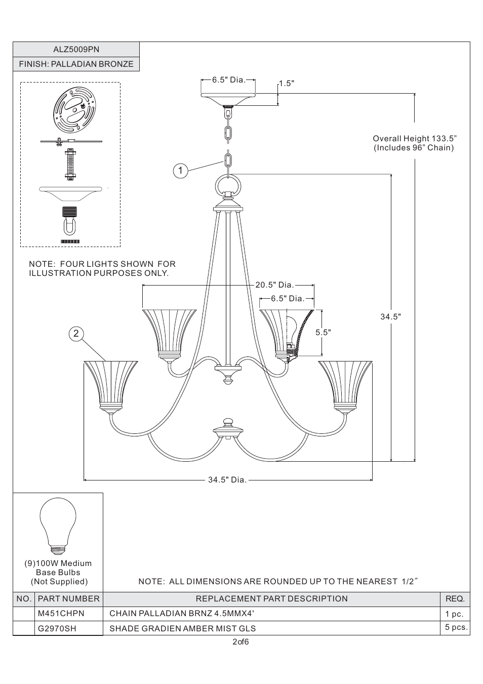 Quoizel ALZ5009PN Aliza User Manual | Page 2 / 7