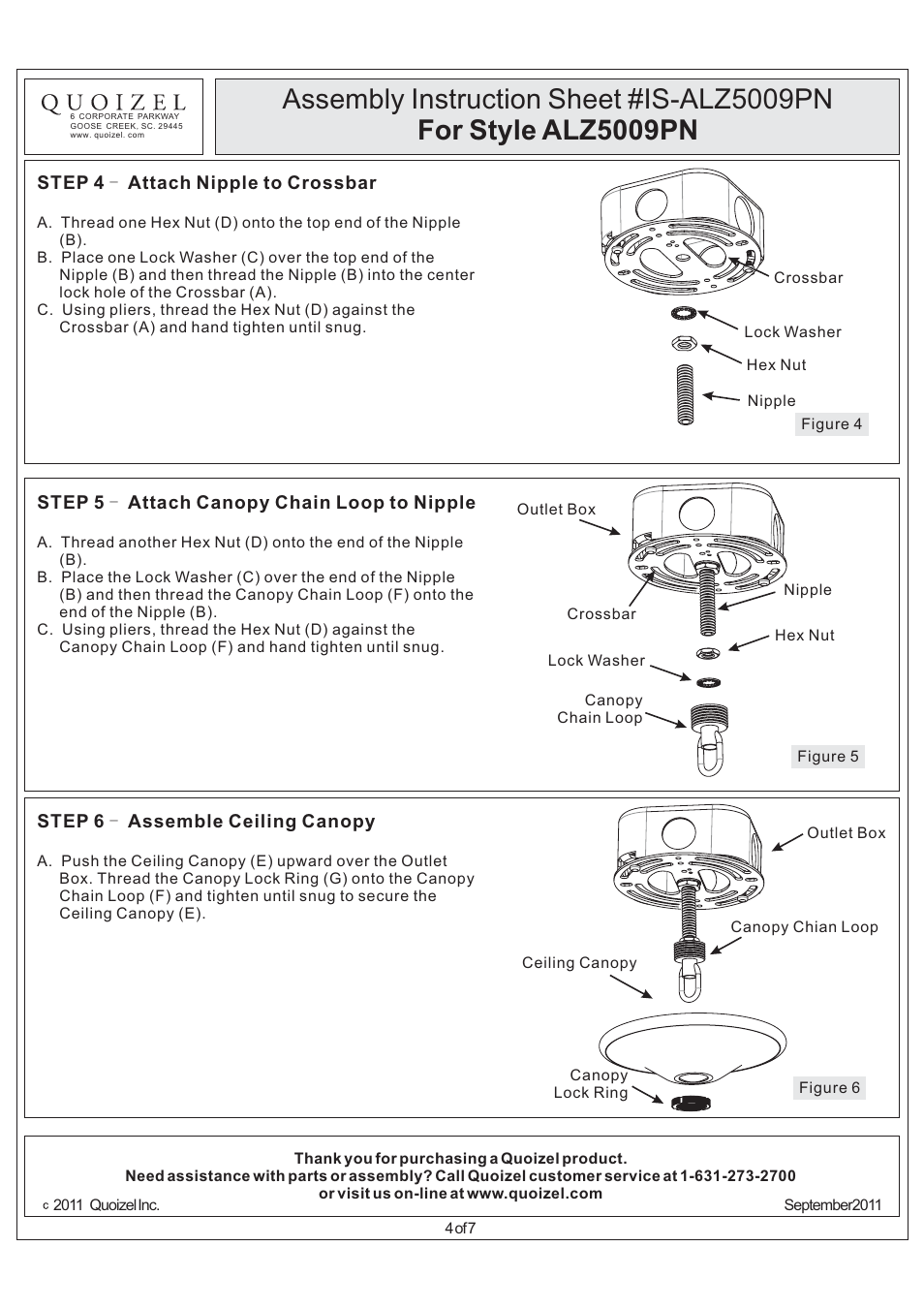 Quoizel ALZ5009PN Aliza User Manual | Page 4 / 7