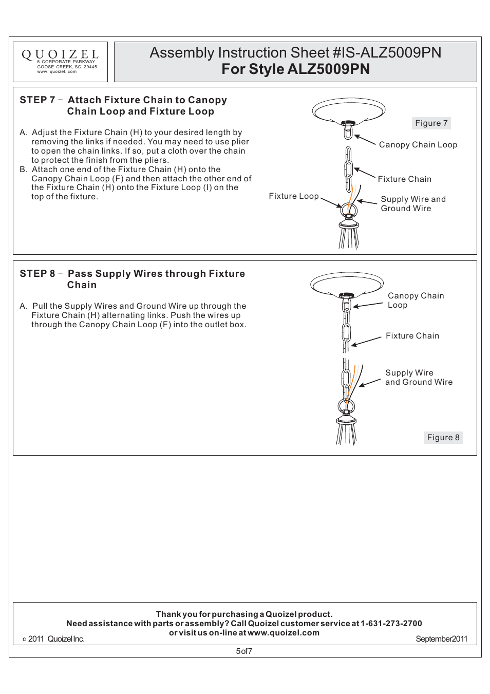 Quoizel ALZ5009PN Aliza User Manual | Page 5 / 7