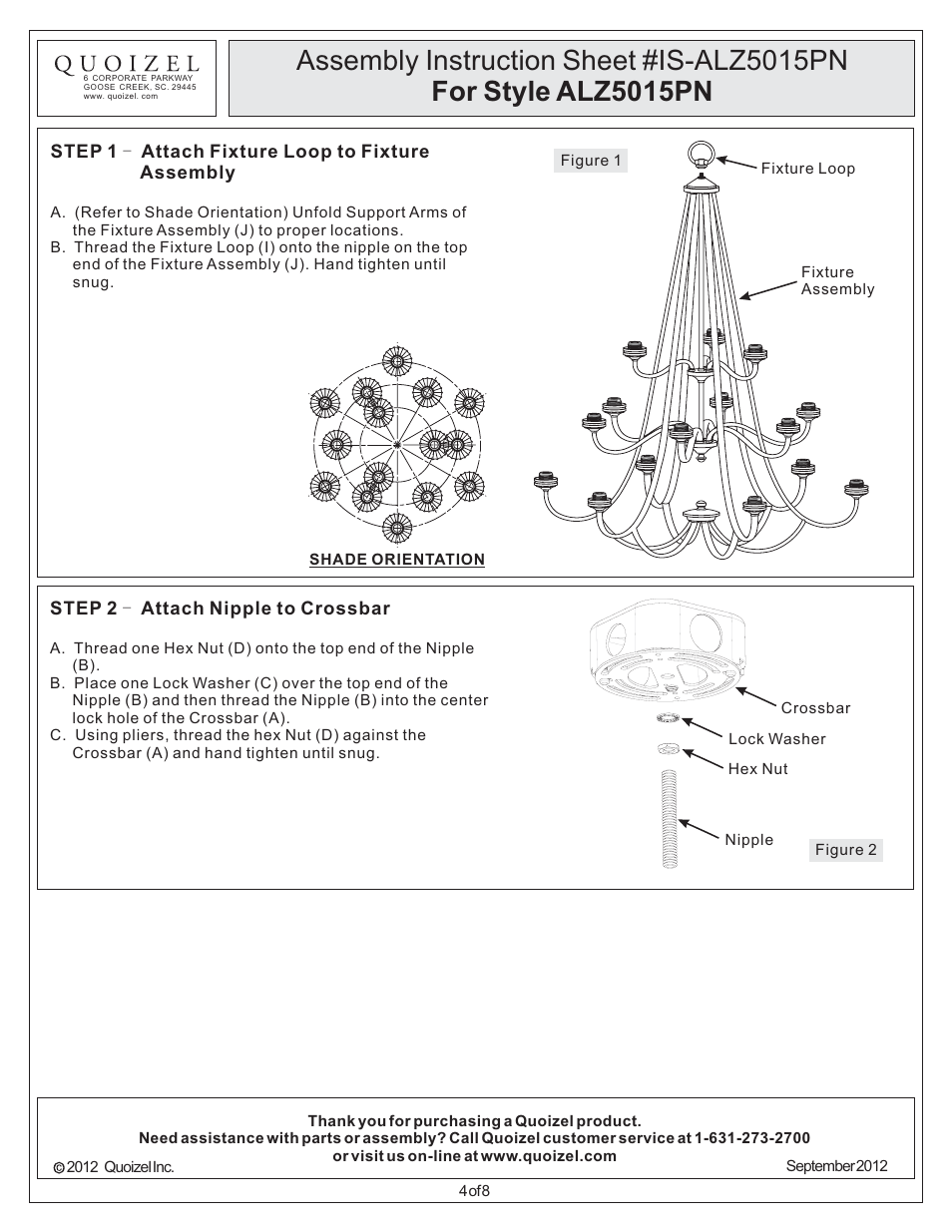 Quoizel ALZ5015PN Aliza User Manual | Page 4 / 8