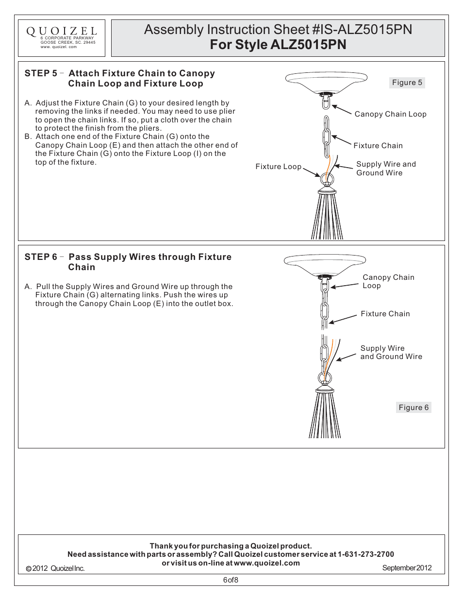 Quoizel ALZ5015PN Aliza User Manual | Page 6 / 8