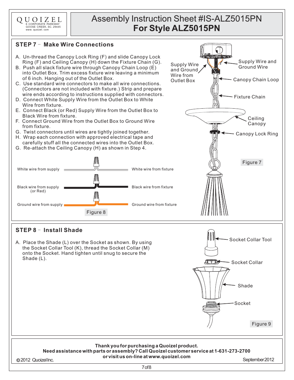 Quoizel ALZ5015PN Aliza User Manual | Page 7 / 8