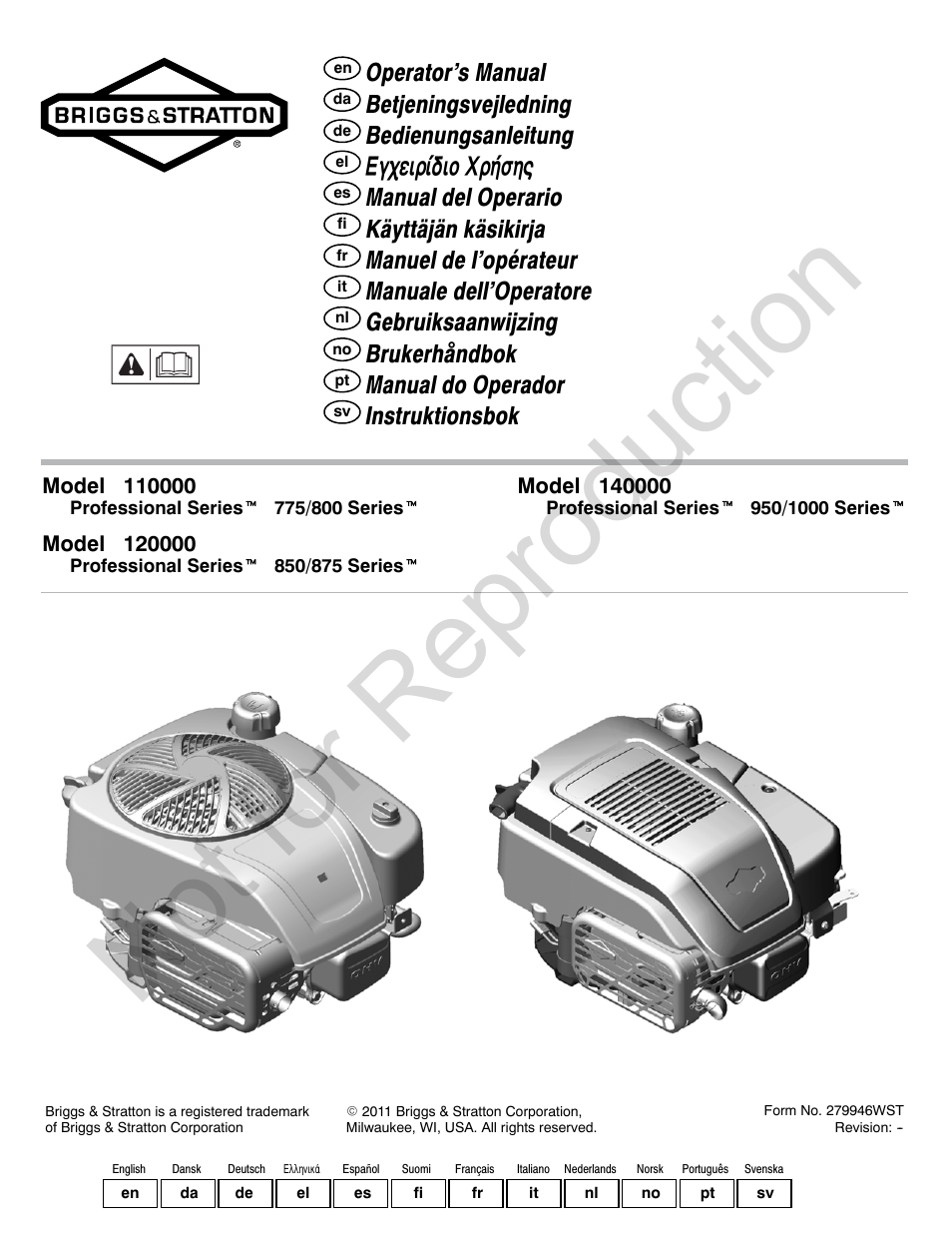 Briggs & Stratton 140000 User Manual | 92 pages