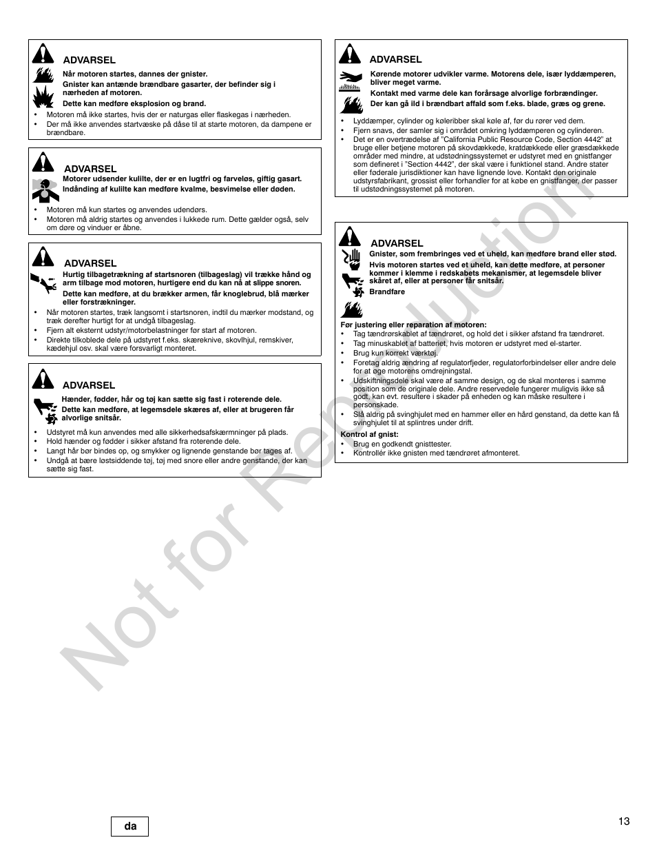 Not for reproduction | Briggs & Stratton 140000 User Manual | Page 13 / 92