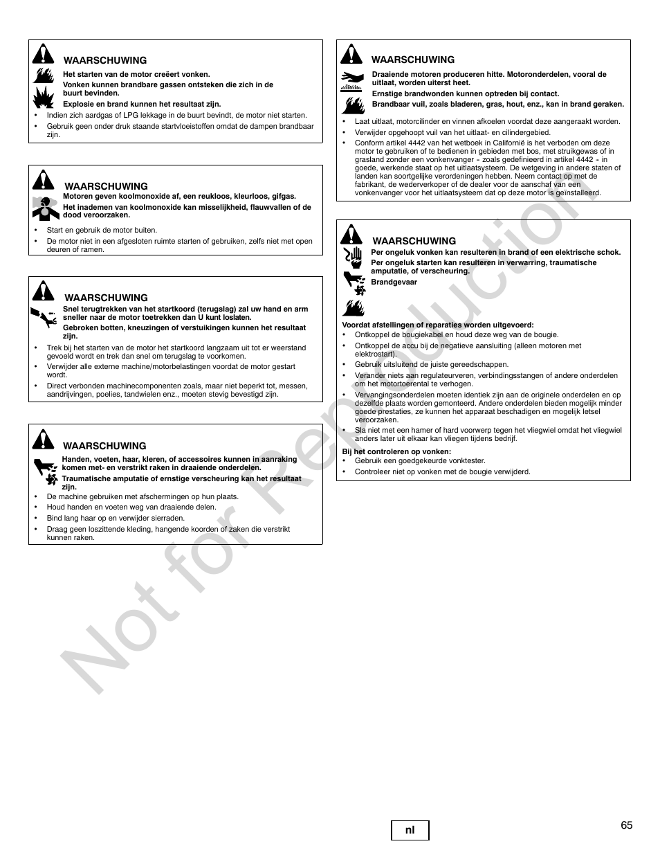 Not for reproduction | Briggs & Stratton 140000 User Manual | Page 65 / 92