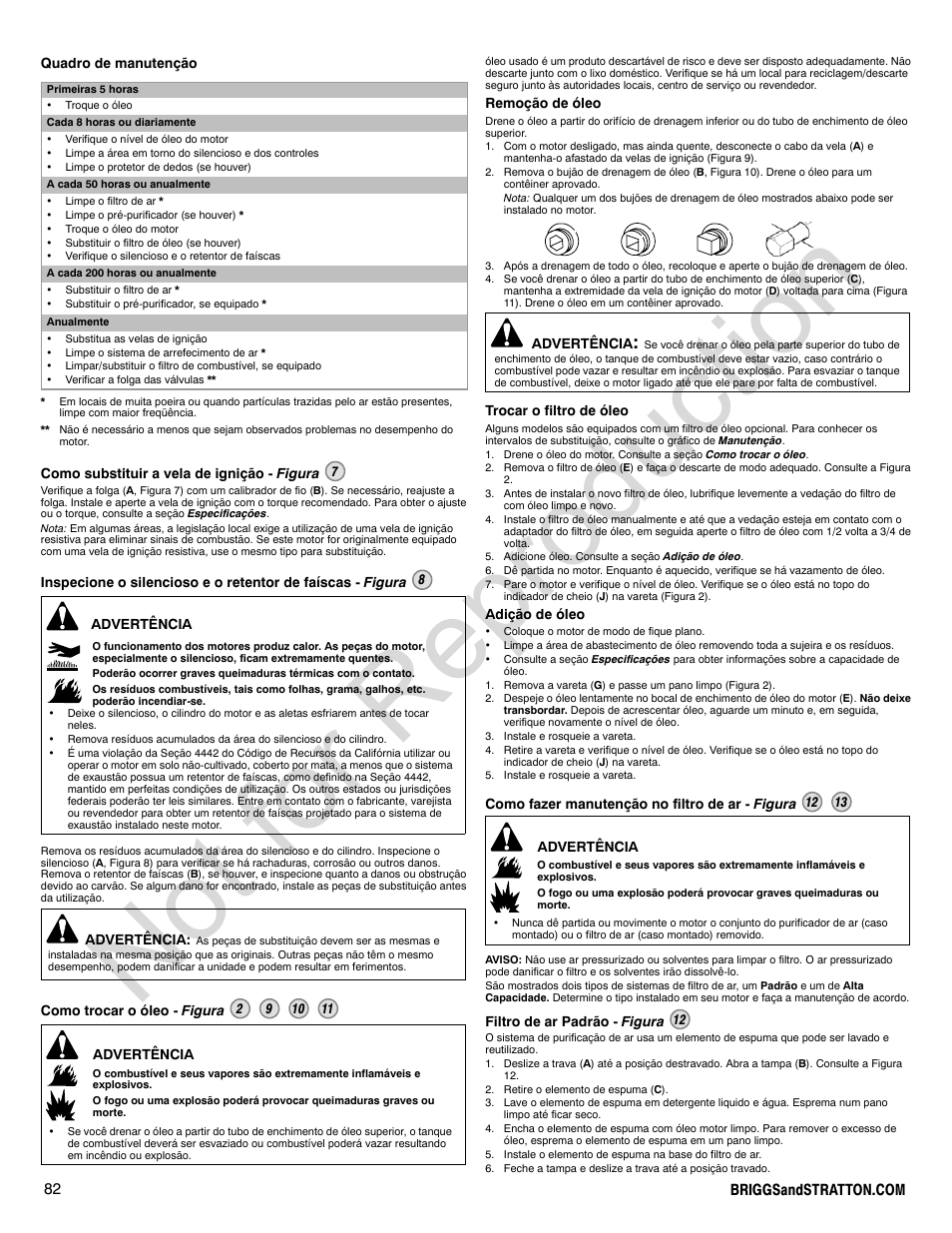 Not for reproduction | Briggs & Stratton 140000 User Manual | Page 82 / 92