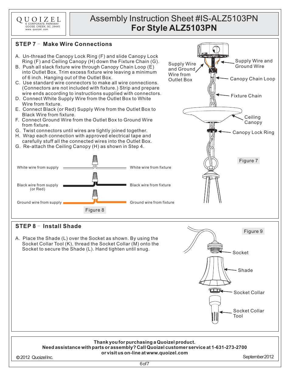 Quoizel ALZ5103PN Aliza User Manual | Page 6 / 7