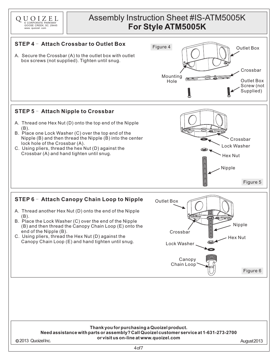 Quoizel ATM5005K Atrium User Manual | Page 4 / 7