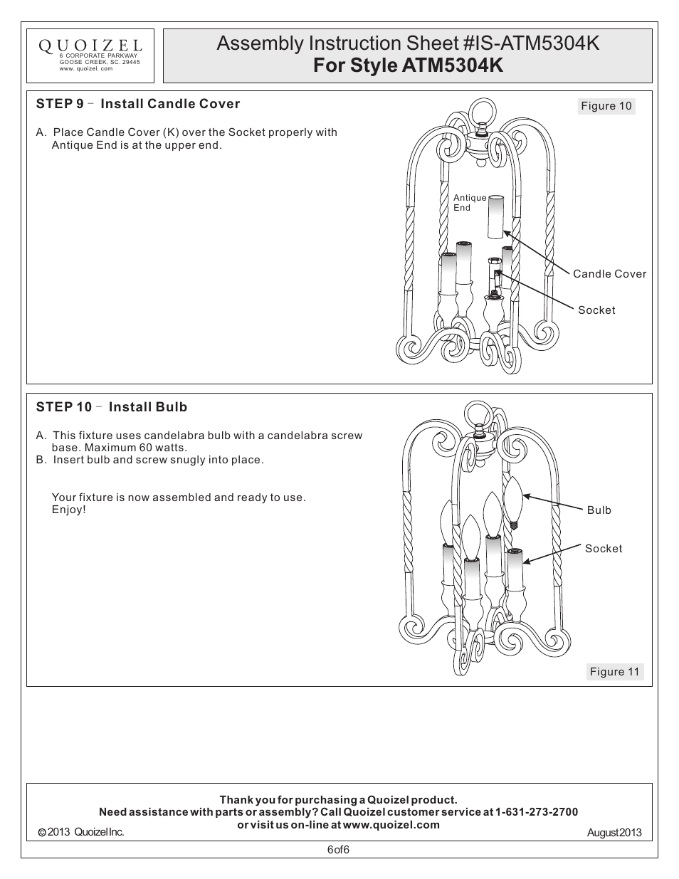 Quoizel ATM5304K Atrium User Manual | Page 6 / 6