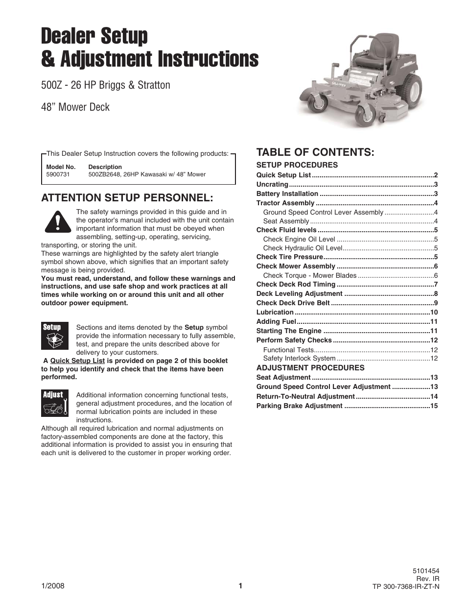 Briggs & Stratton 500Z - 26 User Manual | 16 pages