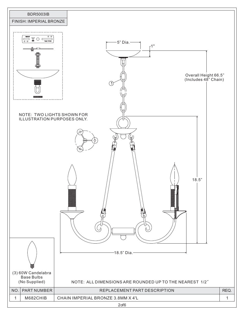 Quoizel BDR5003IB Bandelier User Manual | Page 2 / 6