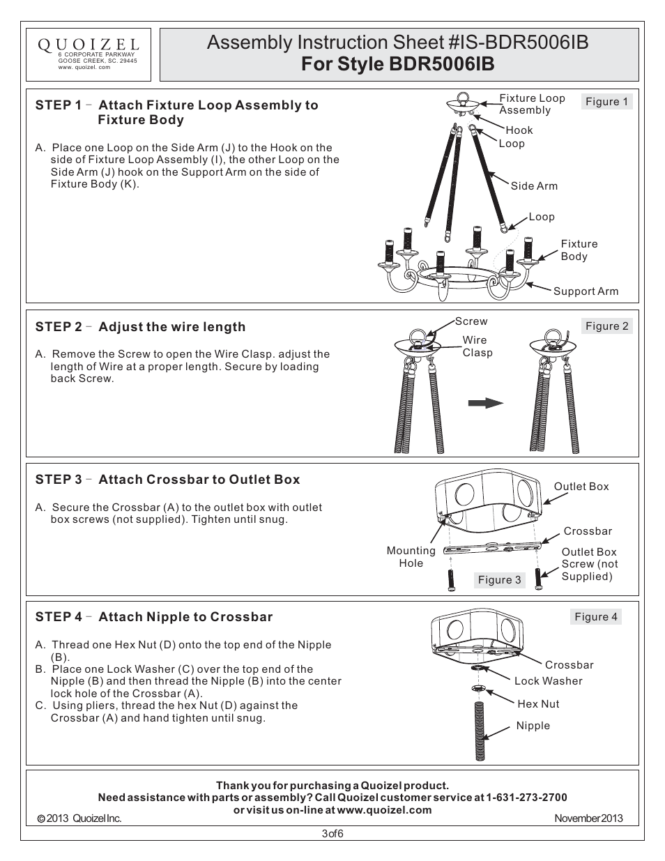 Quoizel BDR5006IB Bandelier User Manual | Page 3 / 6