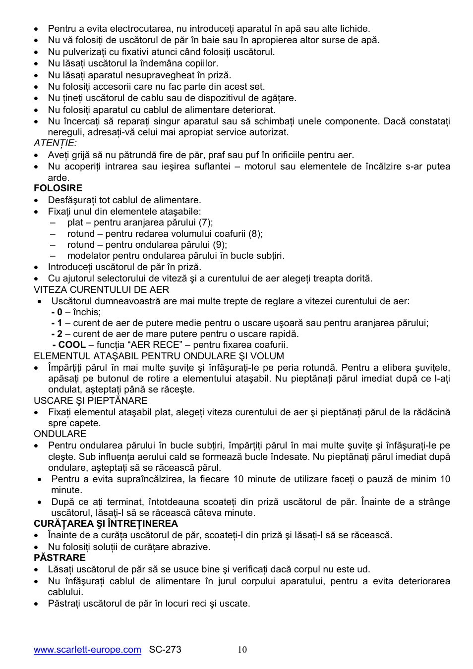 Scarlett SC-273 User Manual | Page 10 / 21