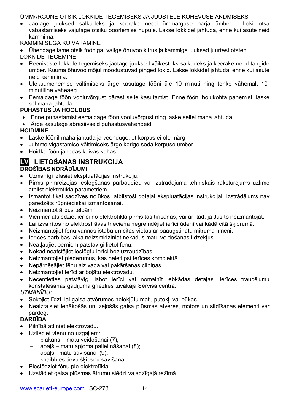 Scarlett SC-273 User Manual | Page 14 / 21