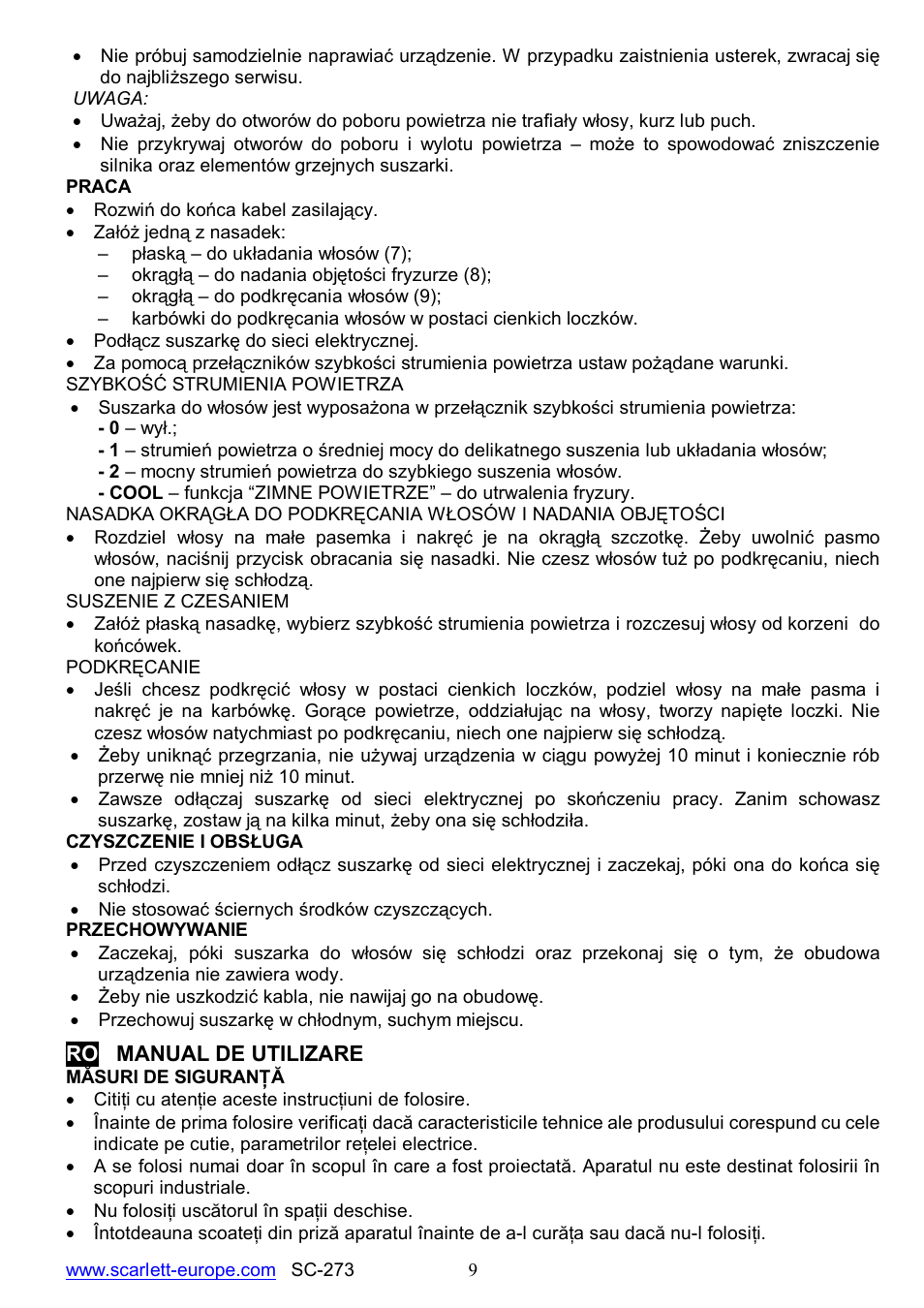 Scarlett SC-273 User Manual | Page 9 / 21