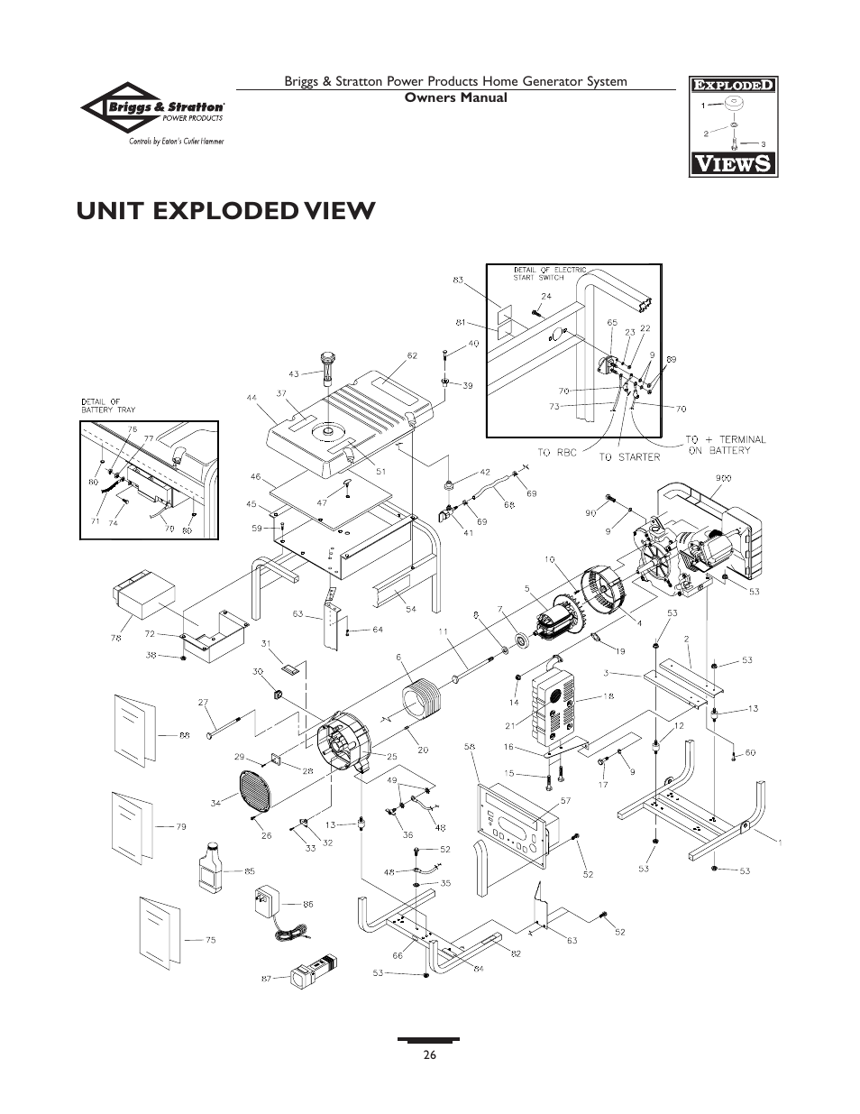 Unit exploded view | Briggs & Stratton Home Generator System User Manual | Page 26 / 68