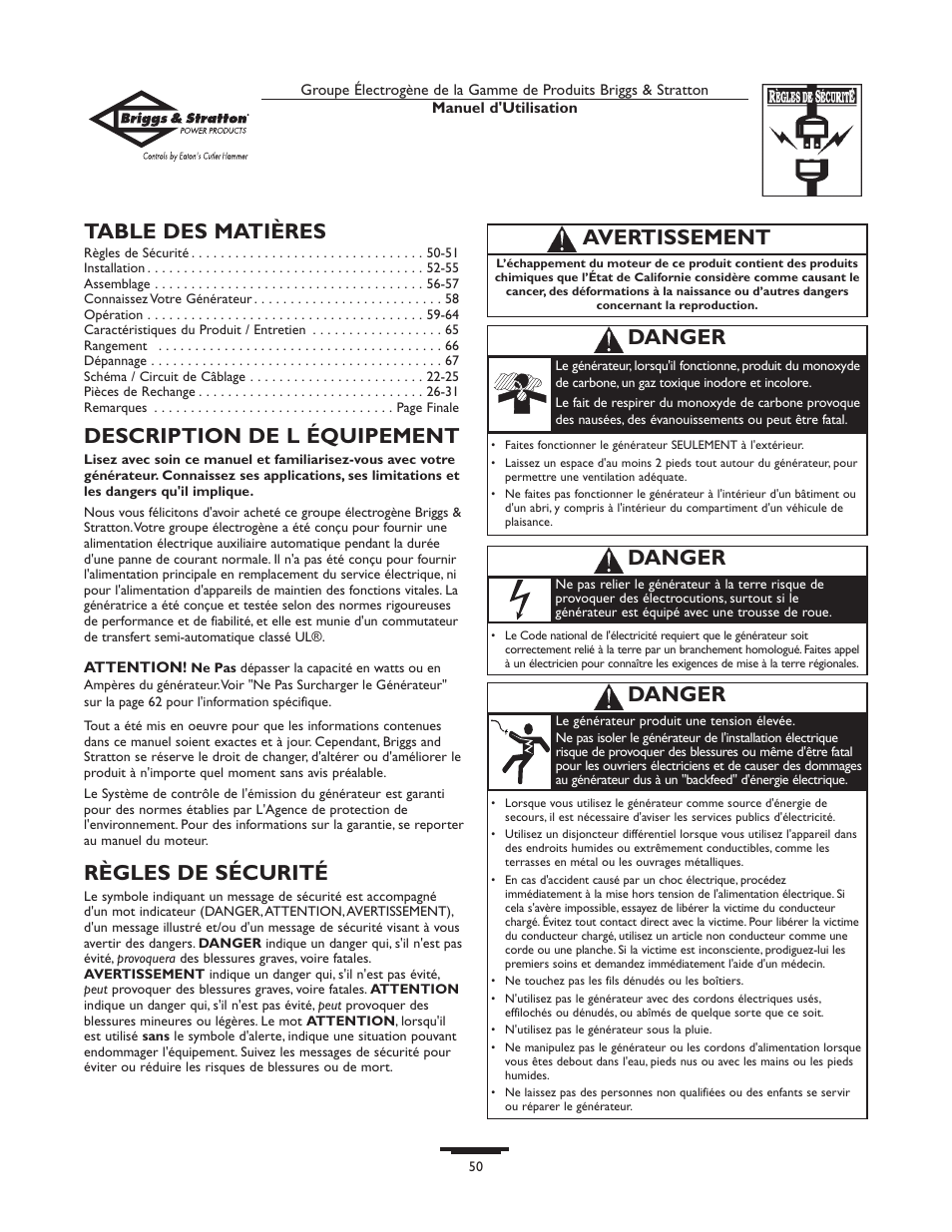 Briggs & Stratton Home Generator System User Manual | Page 50 / 68
