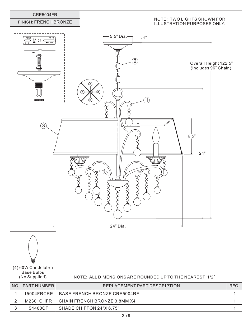 Quoizel CRE5004FR Carrabelle User Manual | Page 2 / 9