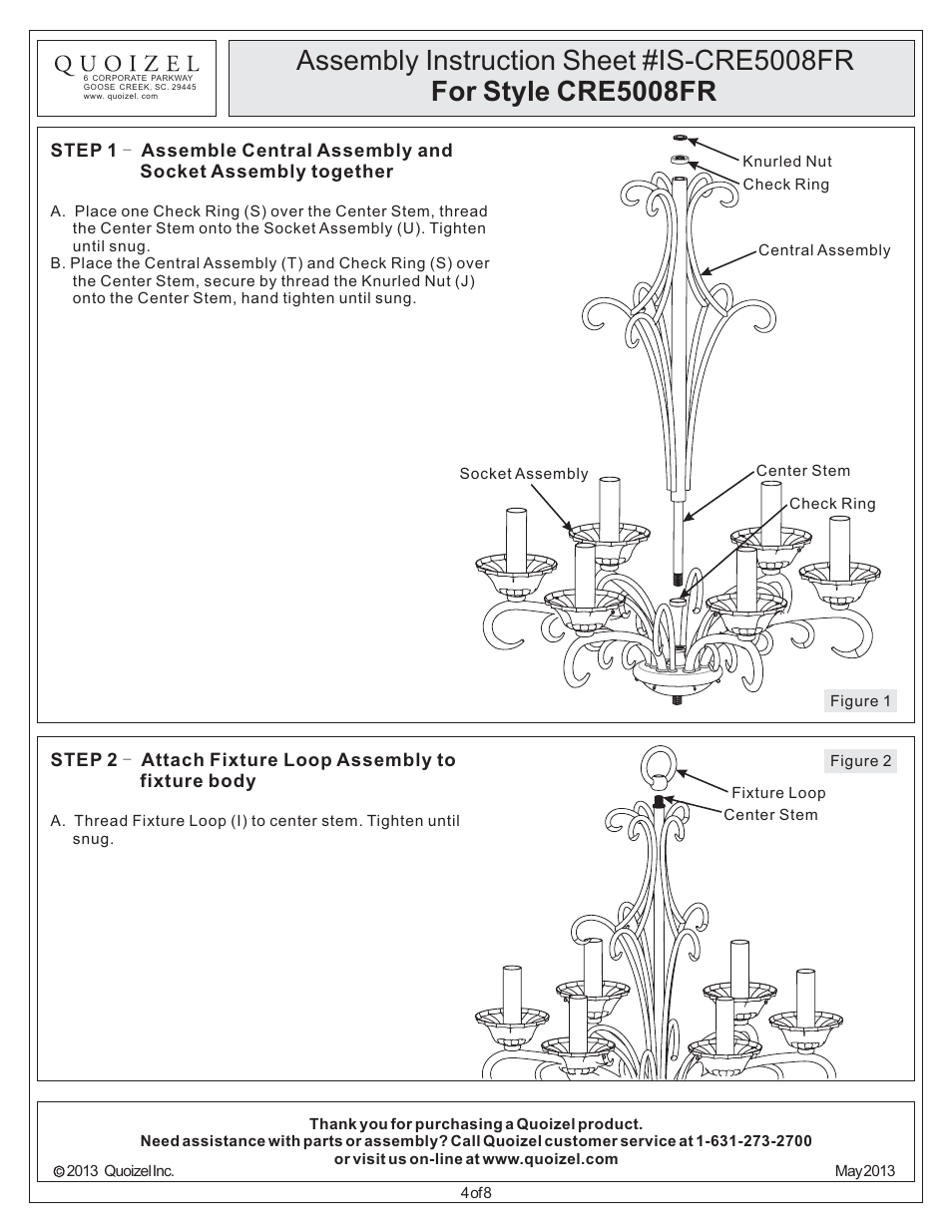 Quoizel CRE5008FR Carrabelle User Manual | Page 4 / 8