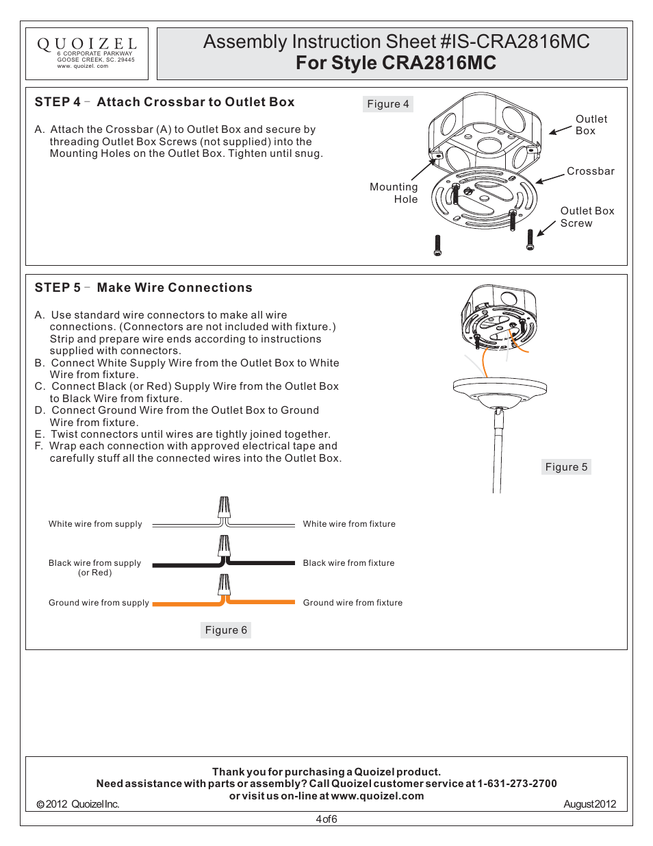 Quoizel CRA2816MC Cloverdale User Manual | Page 4 / 6