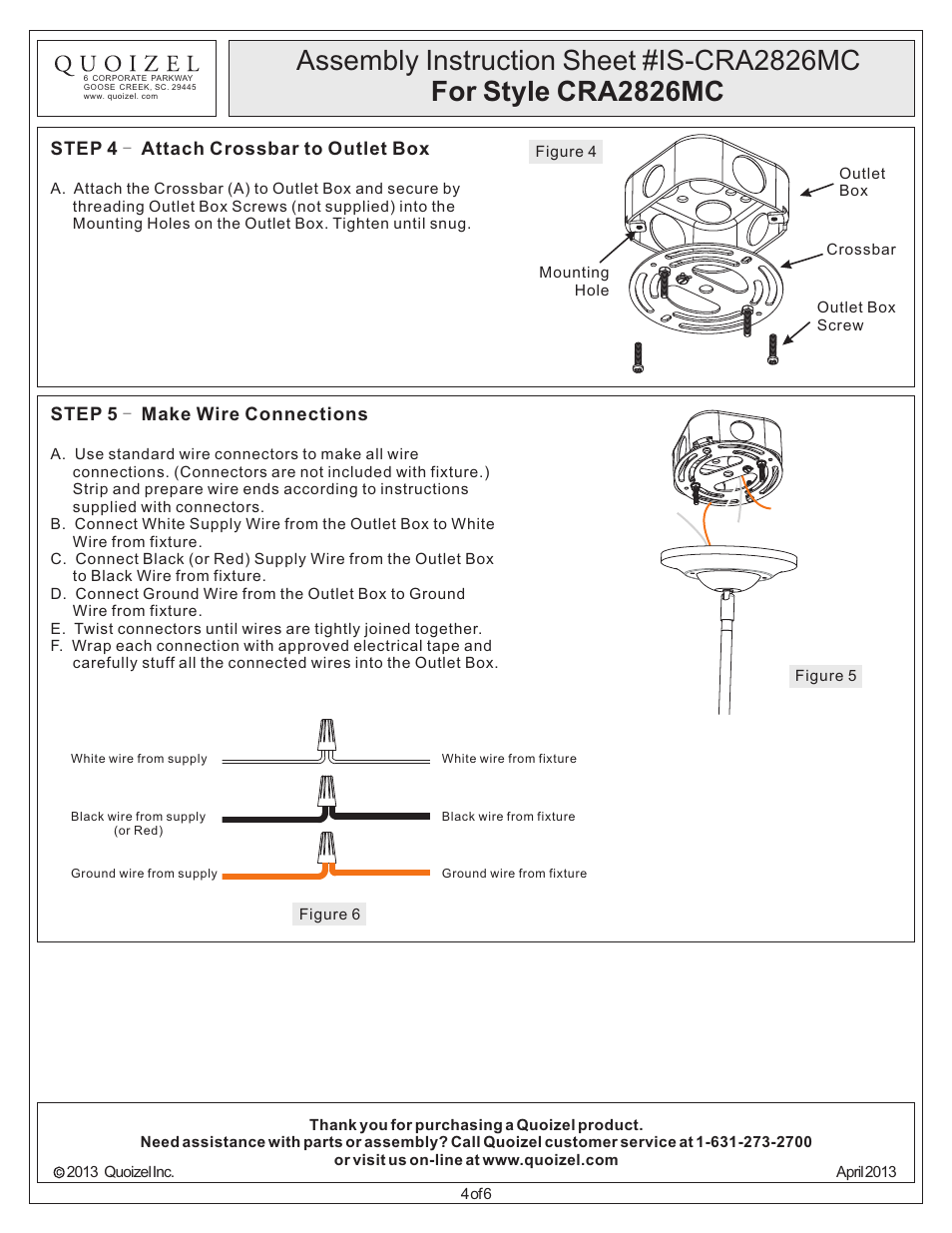 Quoizel CRA2826MC Cloverdale User Manual | Page 4 / 6