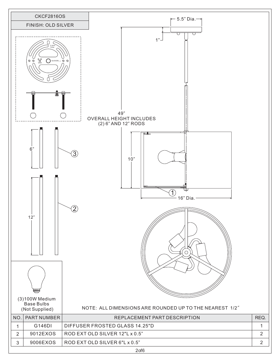 Quoizel CKCF2816OS Confetti User Manual | Page 2 / 6