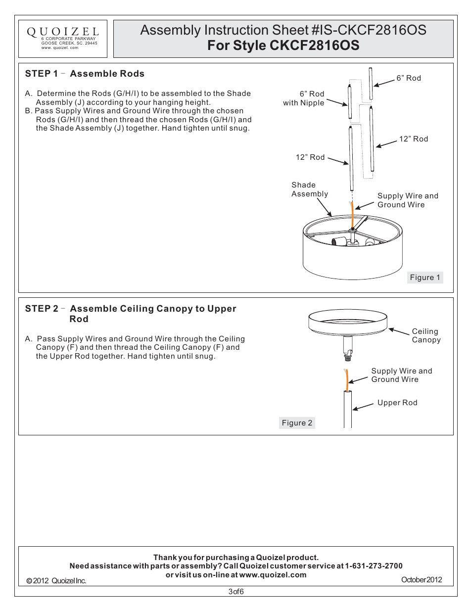 Quoizel CKCF2816OS Confetti User Manual | Page 3 / 6