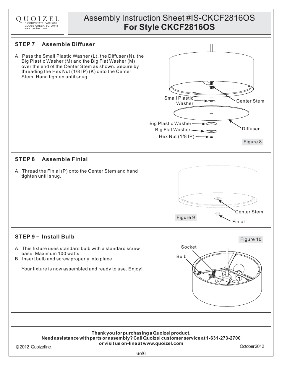 Quoizel CKCF2816OS Confetti User Manual | Page 6 / 6