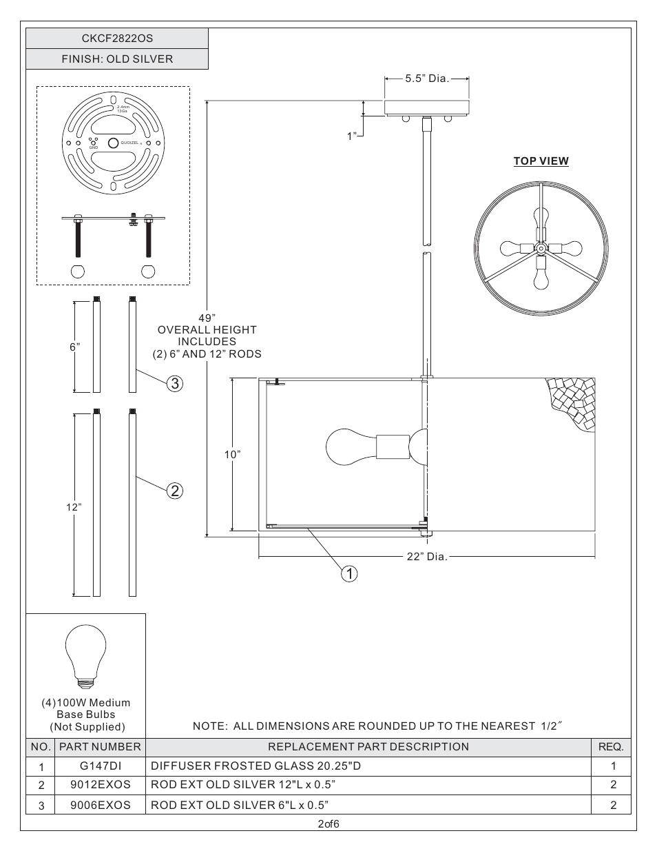 Quoizel CKCF2822OS Confetti User Manual | Page 2 / 6