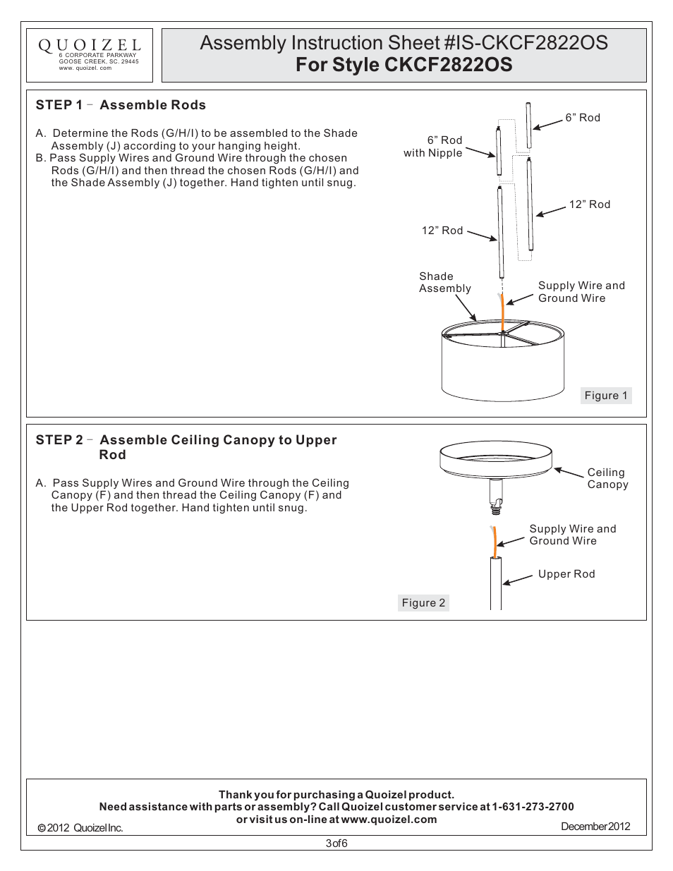 Quoizel CKCF2822OS Confetti User Manual | Page 3 / 6