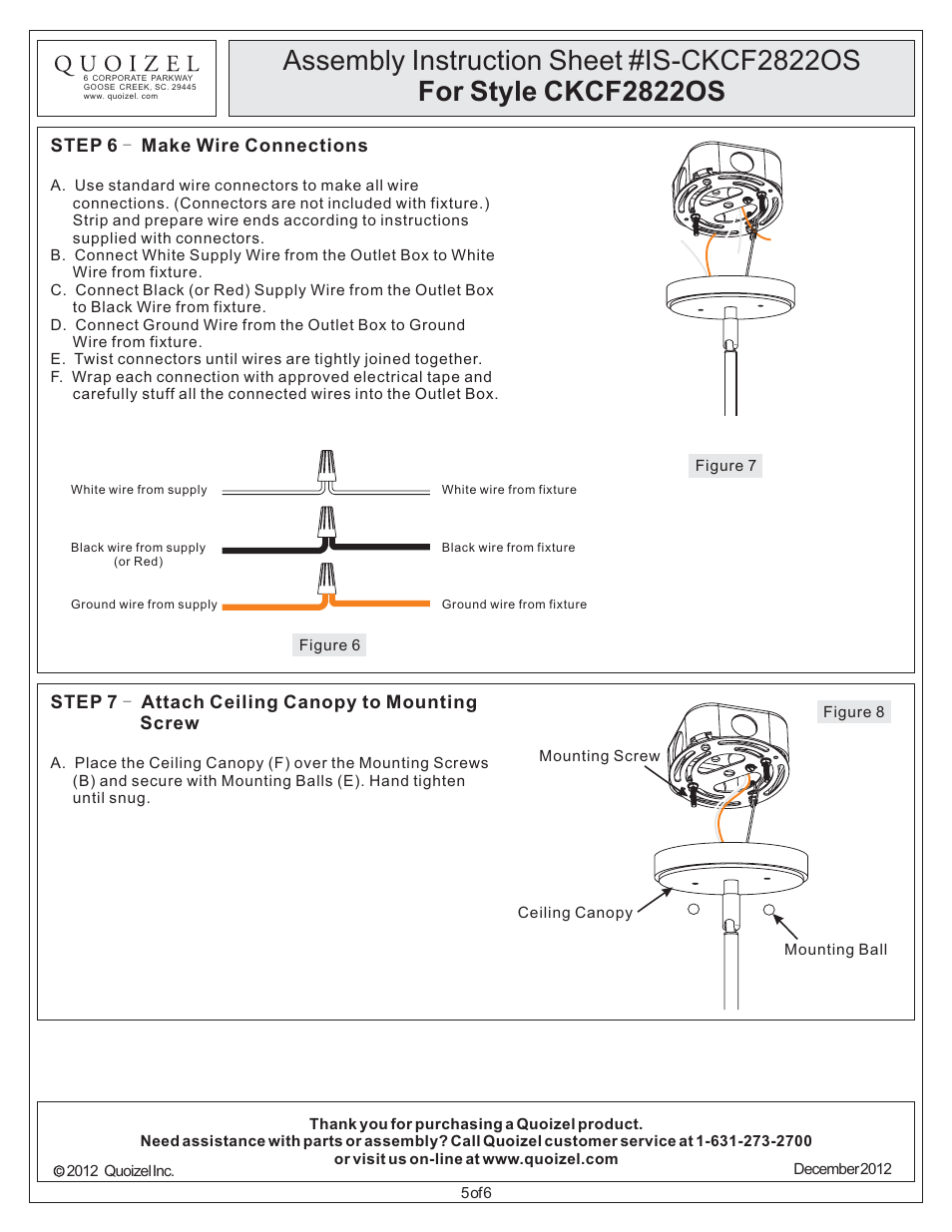 Quoizel CKCF2822OS Confetti User Manual | Page 5 / 6