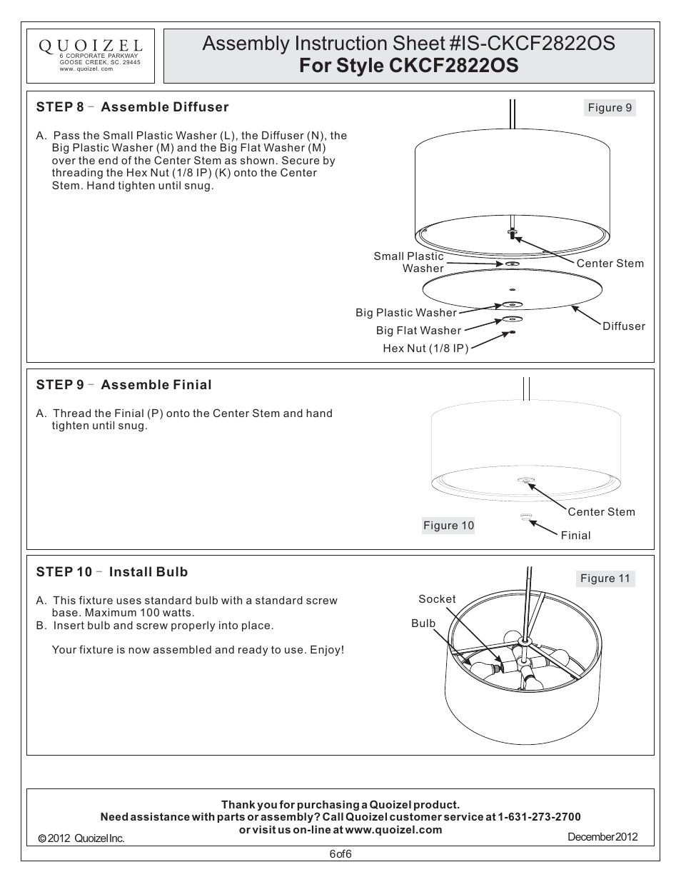 Quoizel CKCF2822OS Confetti User Manual | Page 6 / 6