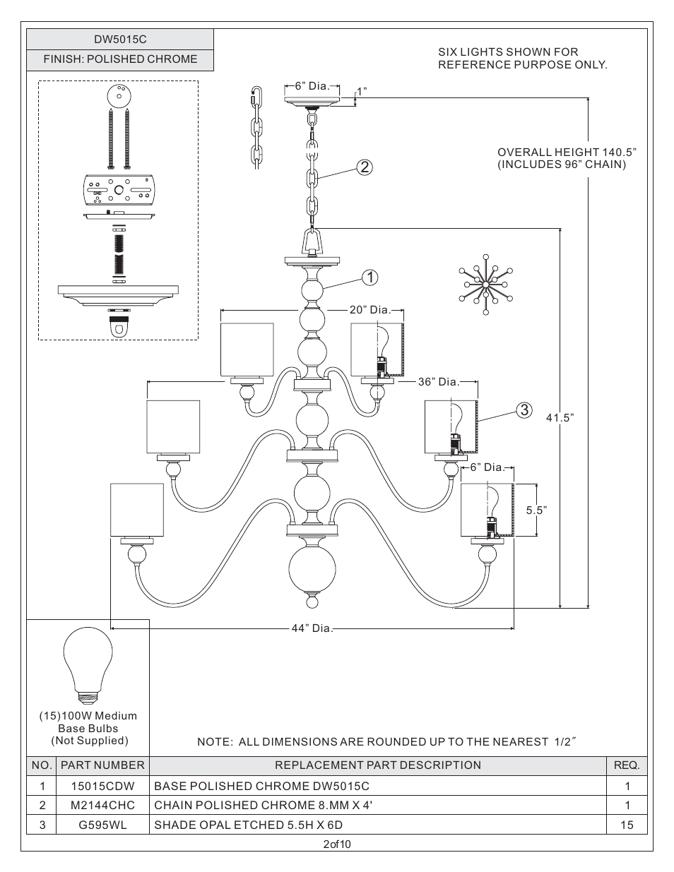 Quoizel DW5015C Downtown User Manual | Page 2 / 10