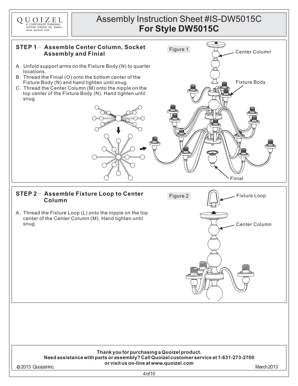 Quoizel DW5015C Downtown User Manual | Page 4 / 10