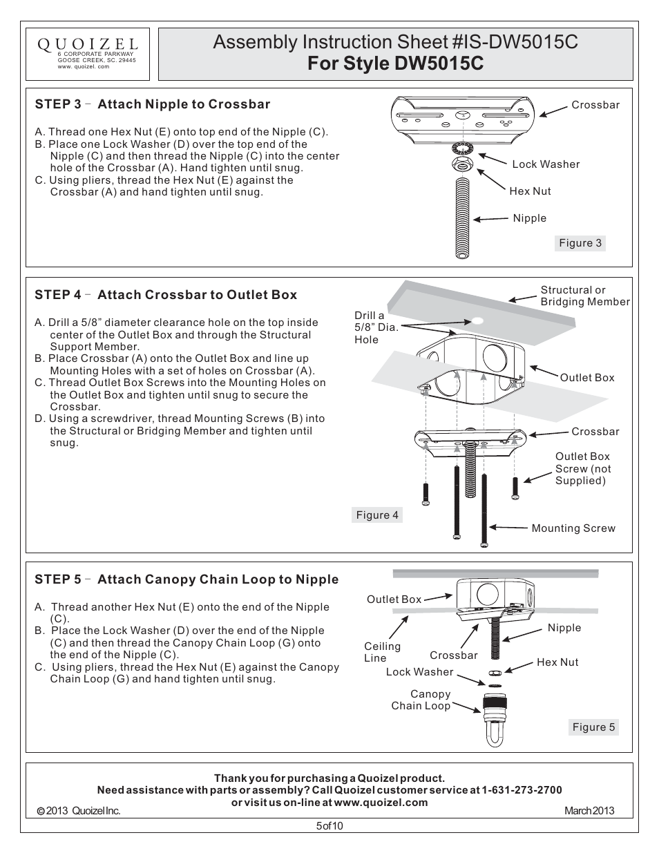 Quoizel DW5015C Downtown User Manual | Page 5 / 10