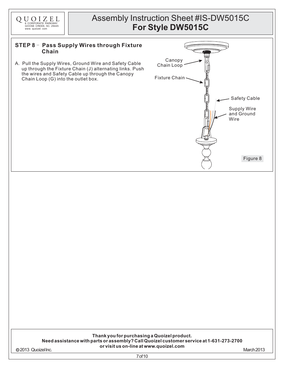 Quoizel DW5015C Downtown User Manual | Page 7 / 10