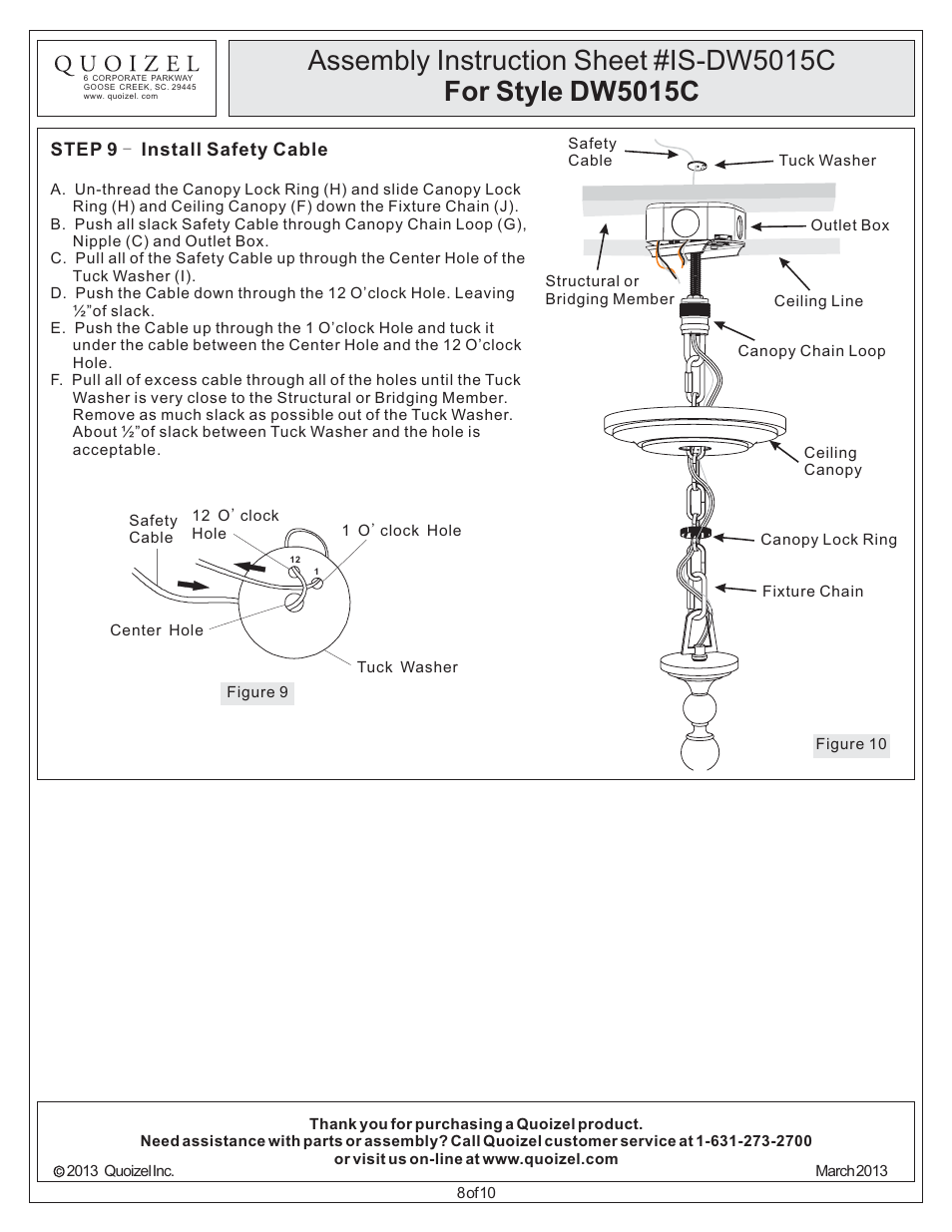 Quoizel DW5015C Downtown User Manual | Page 8 / 10