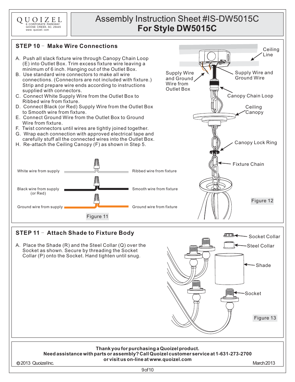 Quoizel DW5015C Downtown User Manual | Page 9 / 10