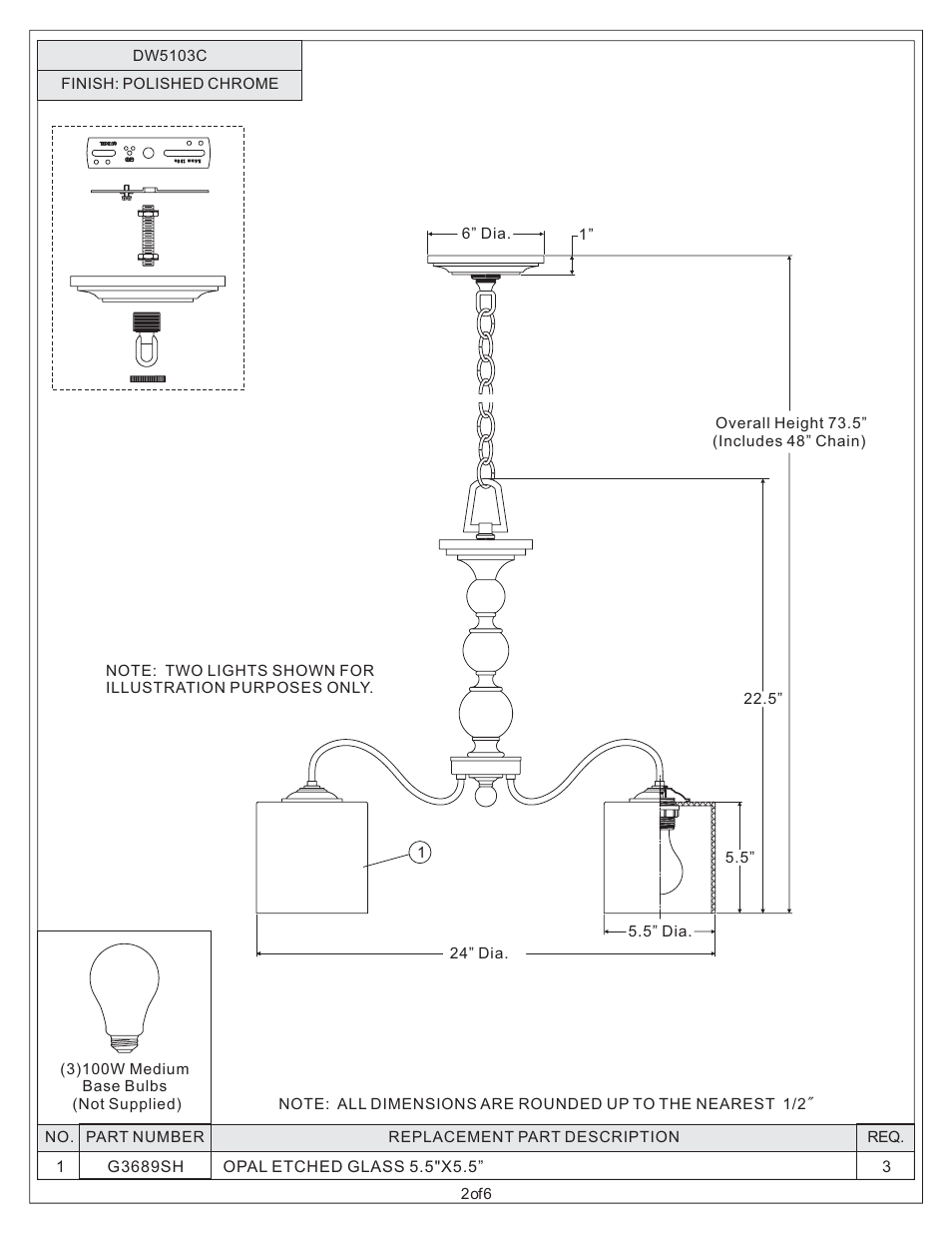 Quoizel DW5103C Downtown User Manual | Page 2 / 6