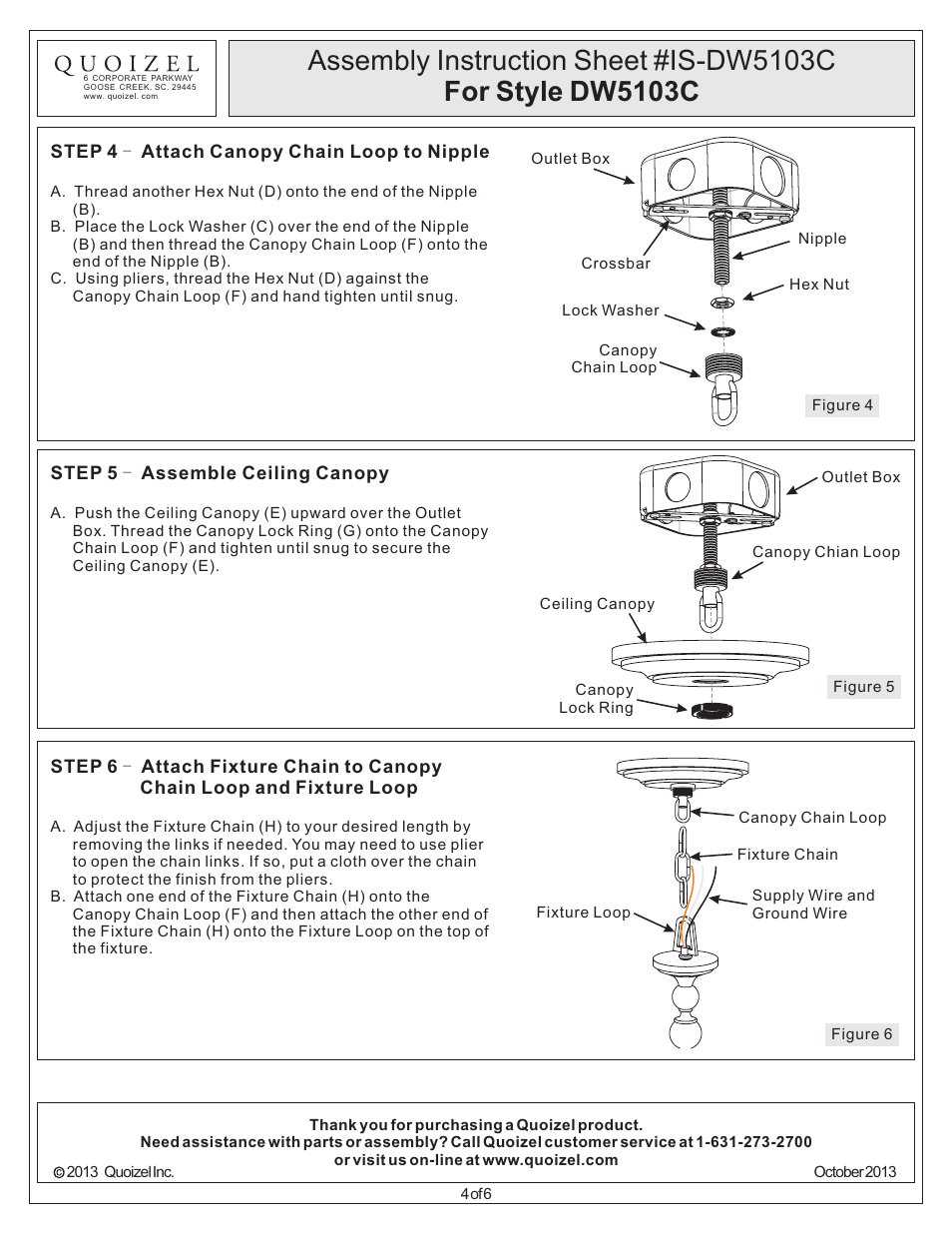 Quoizel DW5103C Downtown User Manual | Page 4 / 6