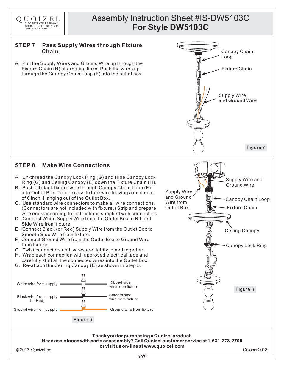 Quoizel DW5103C Downtown User Manual | Page 5 / 6