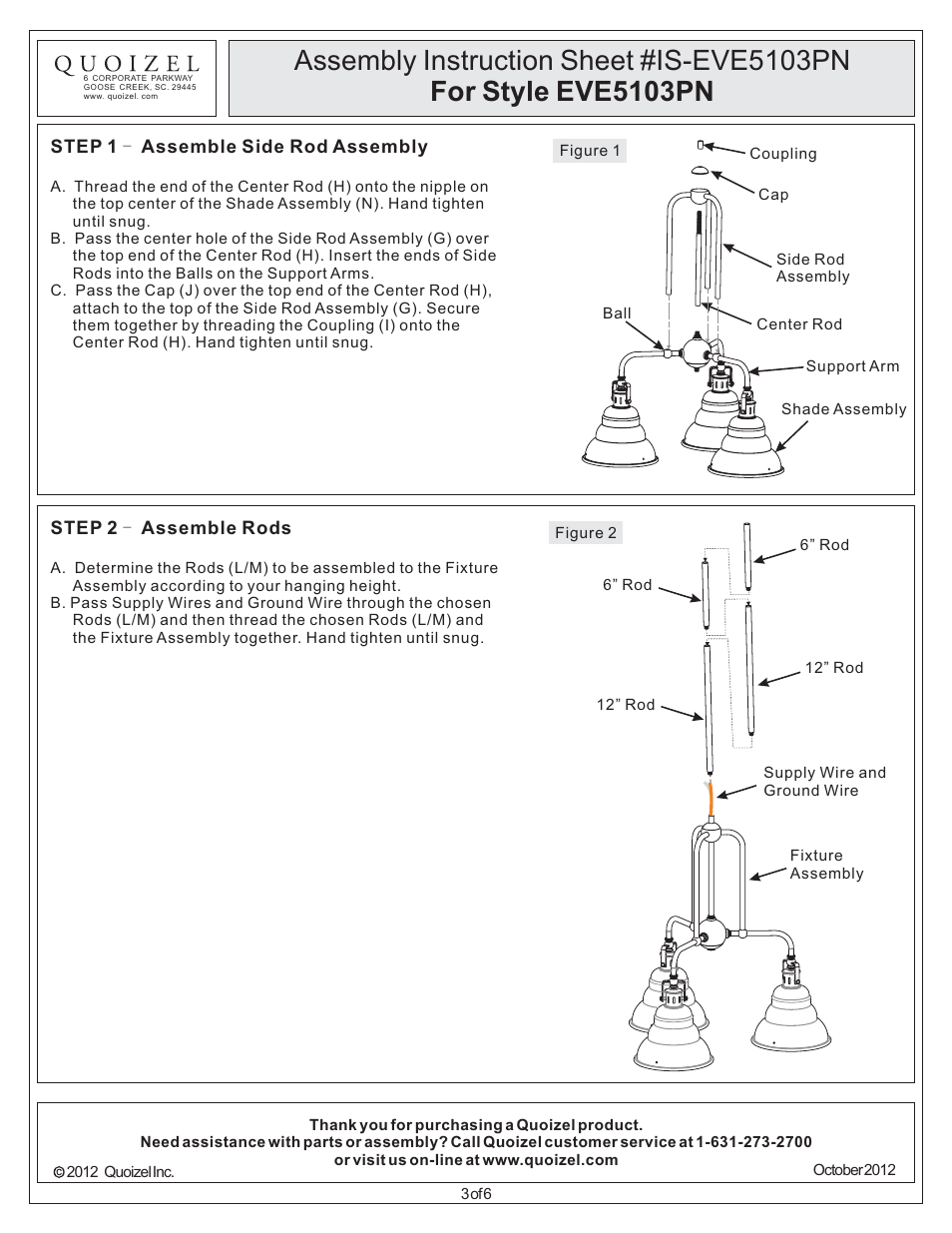 Quoizel EVE5103PN Eastvale User Manual | Page 3 / 6