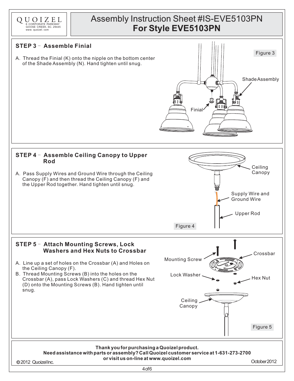 Quoizel EVE5103PN Eastvale User Manual | Page 4 / 6