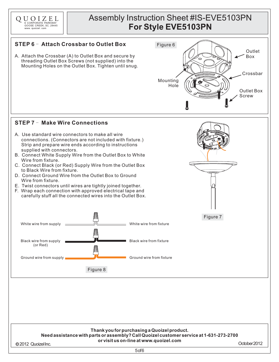 Quoizel EVE5103PN Eastvale User Manual | Page 5 / 6