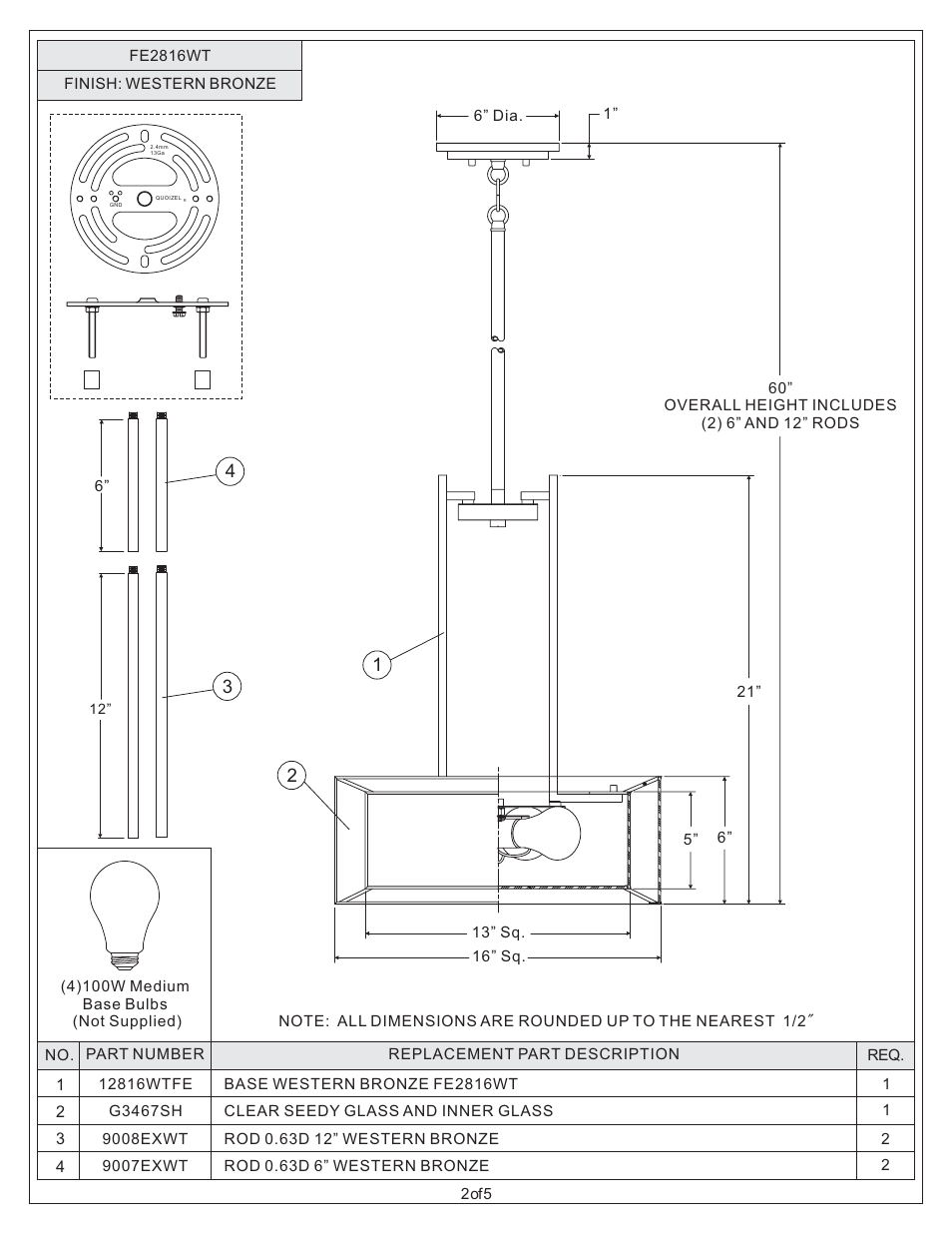 Quoizel FE2816WT Ferndale User Manual | Page 2 / 6