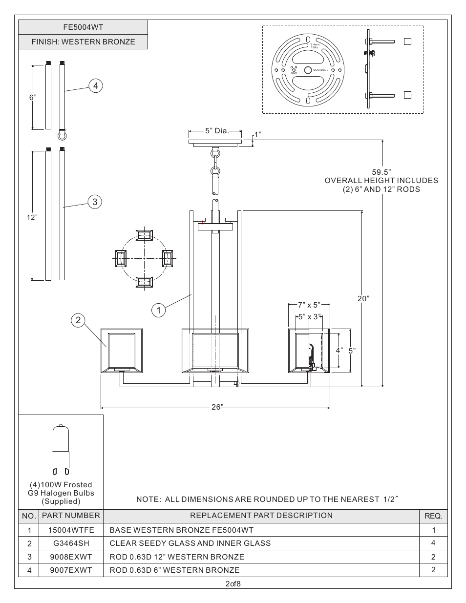 Quoizel FE5004WT Ferndale User Manual | Page 2 / 8