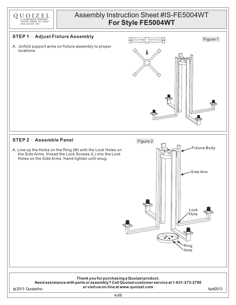 Quoizel FE5004WT Ferndale User Manual | Page 4 / 8