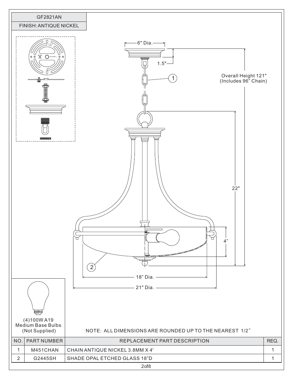 Quoizel GF2821AN Griffin User Manual | Page 2 / 8